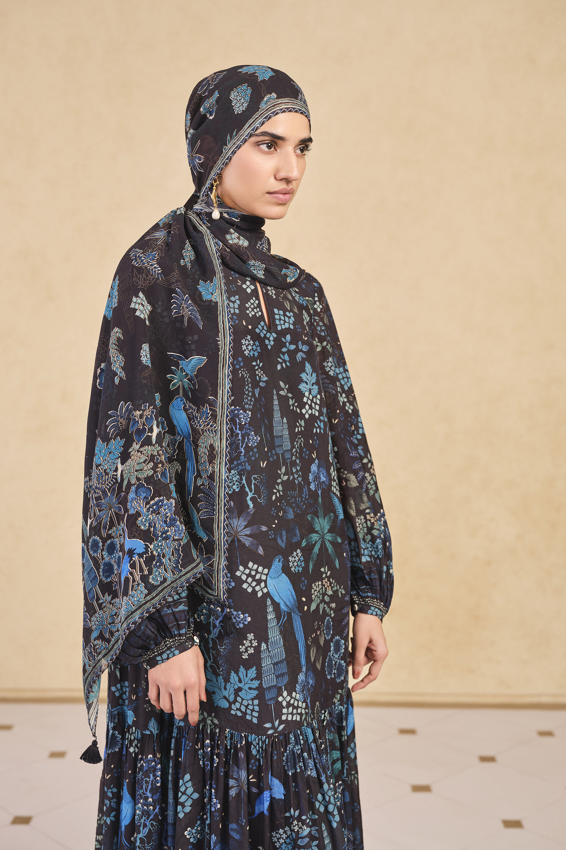 Avis Printed Scarf - Black, Black, image 2